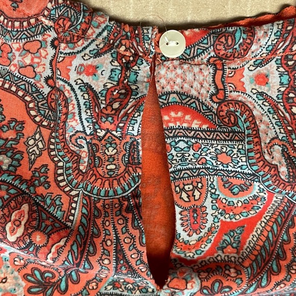 Lucky Brand Dress Women's XL Kaye Orange Blue Paisley Halter Pockets Q467 - Picture 4 of 7